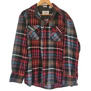Vintage Northwest Territory Shirt Mens XL Black Red Plaid Flannel Button Up 90s